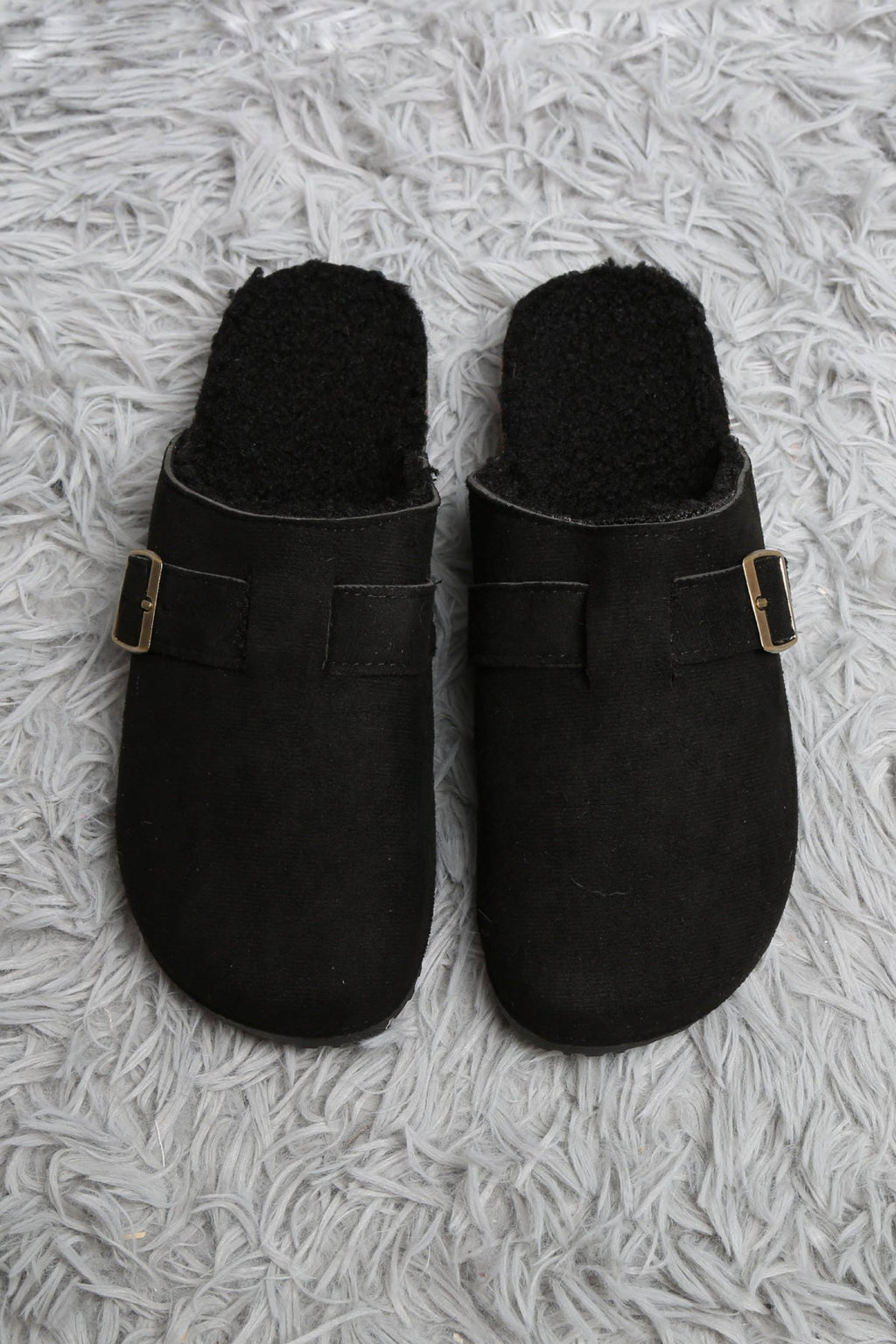 SOLID COLOR MULE SLIPPERS BLACK SLIPPERS/SLIDES