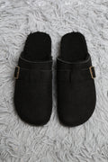 SOLID COLOR MULE SLIPPERS BLACK SLIPPERS/SLIDES