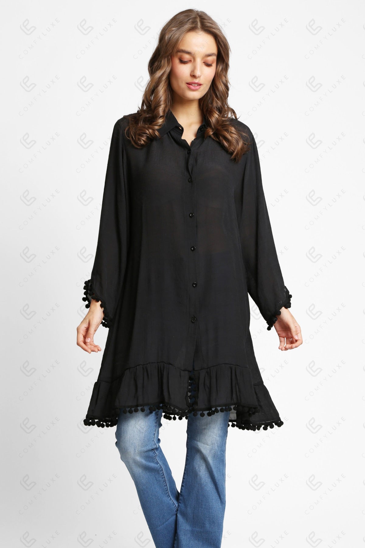 SOLID COLOR SHIRT BLACK APPAREL