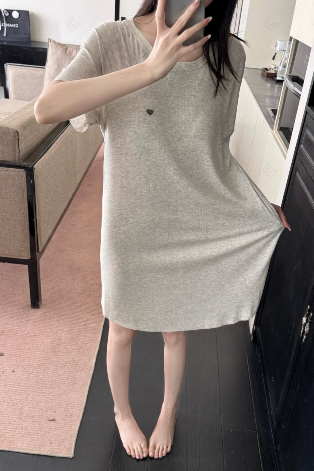 Solid Color Short Sleeve Scoop Neck Sleepshirt APPAREL