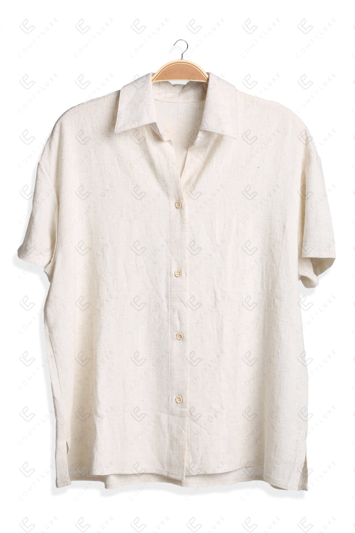 SOLID COLOR & STRIPED PATTERN SHIRT BEIGE APPAREL