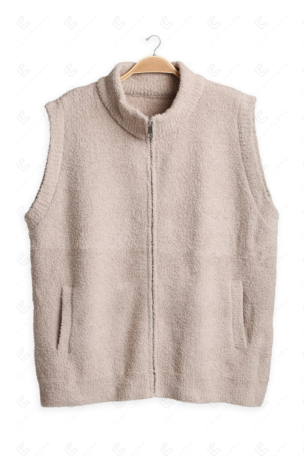 SOLID COLOR VEST BEIGE APPAREL