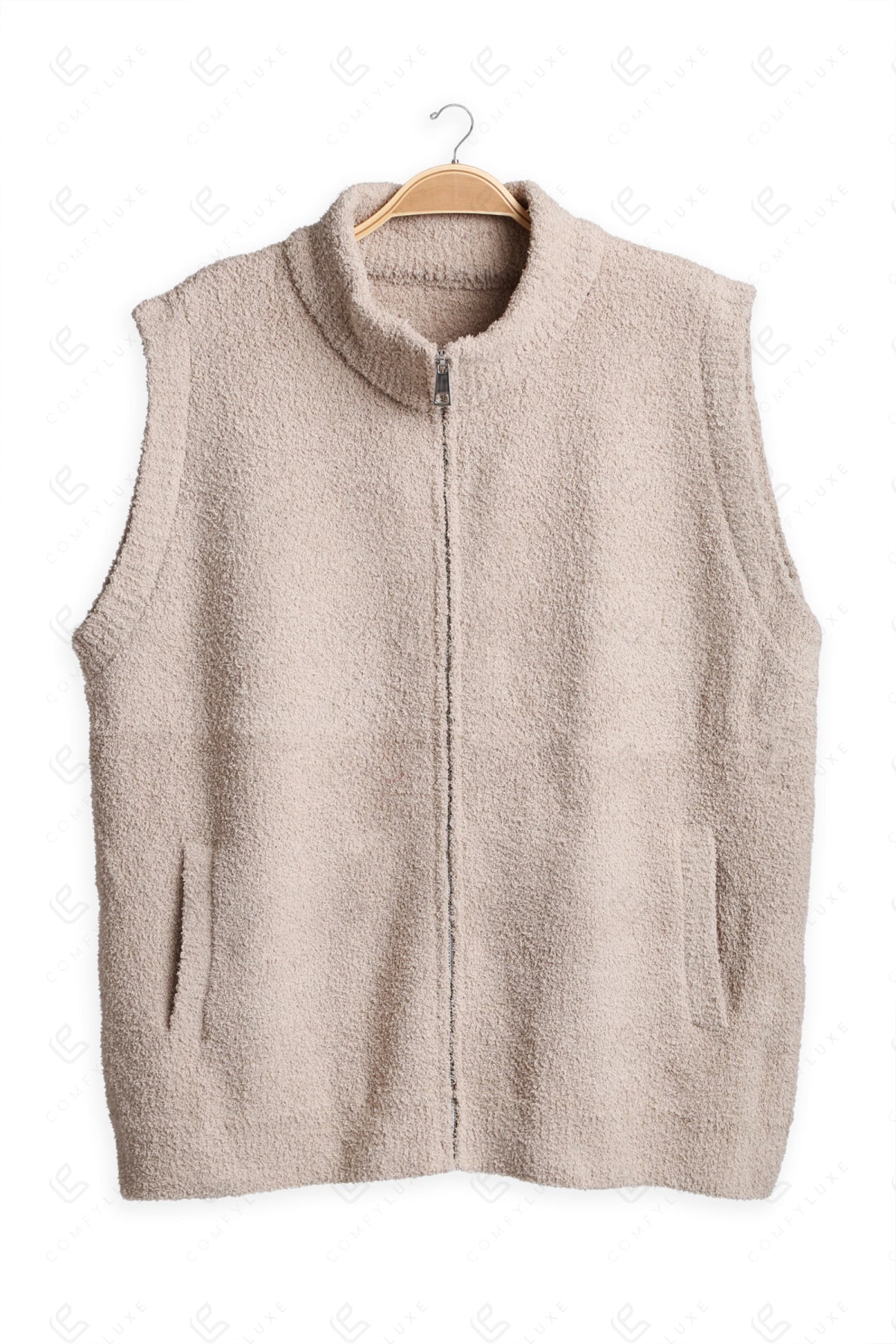 SOLID COLOR VEST BEIGE APPAREL