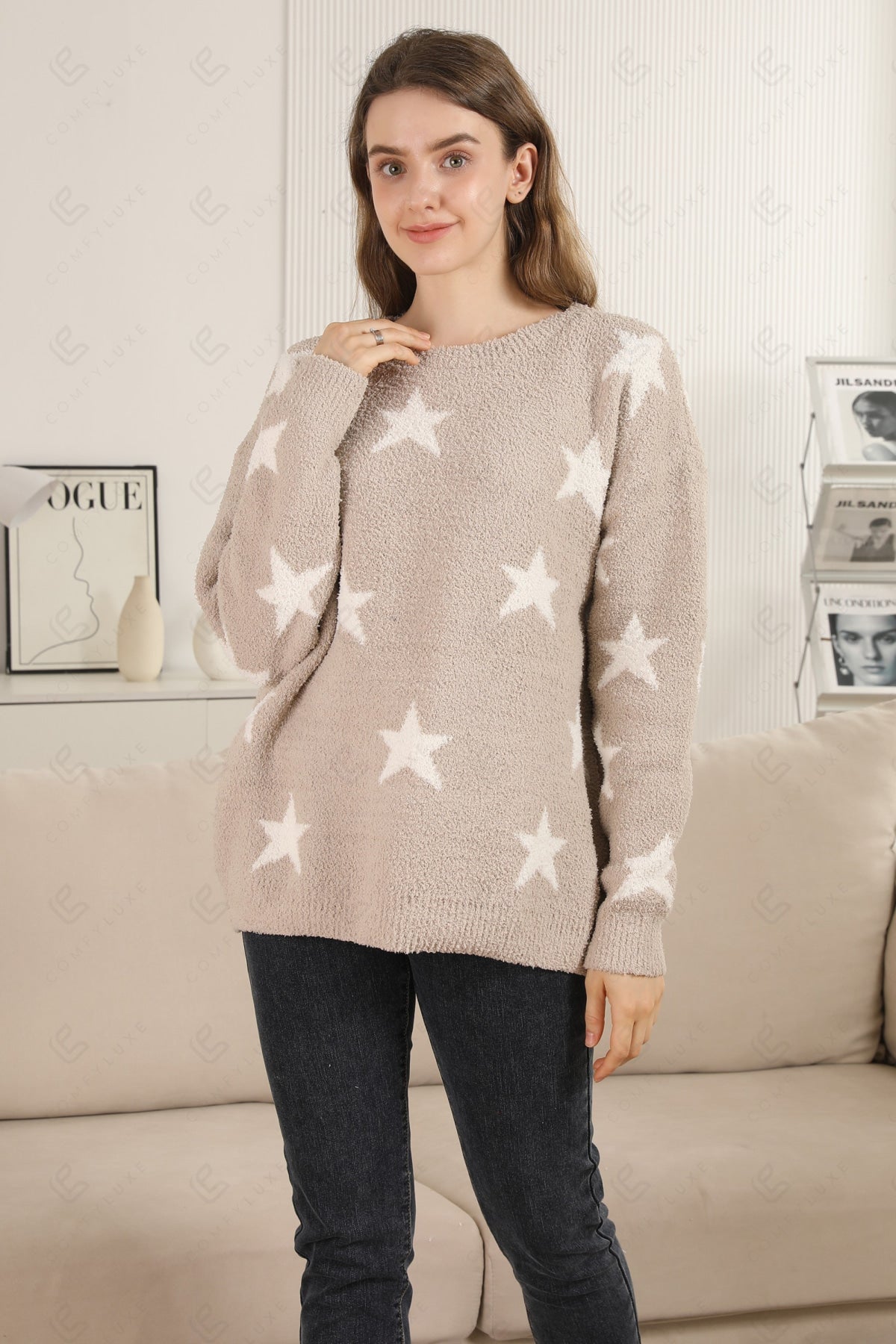 STAR PATTERN SWEATER BEIGE APPAREL