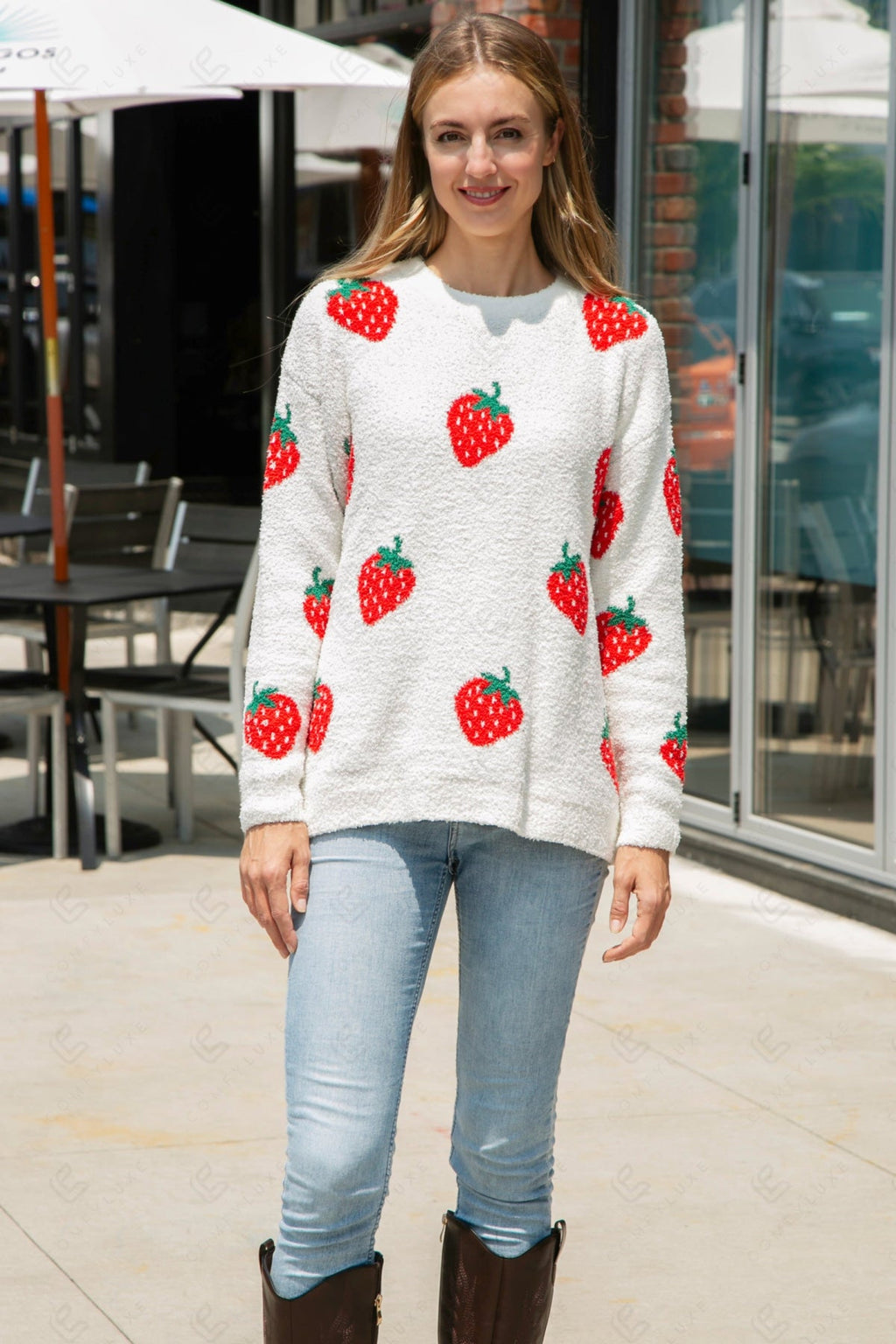 STRAWBERRY PATTERN SWEATER RED APPAREL