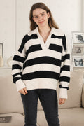 STRIPED PATTERN SWEATER BLACK/WHITE APPAREL