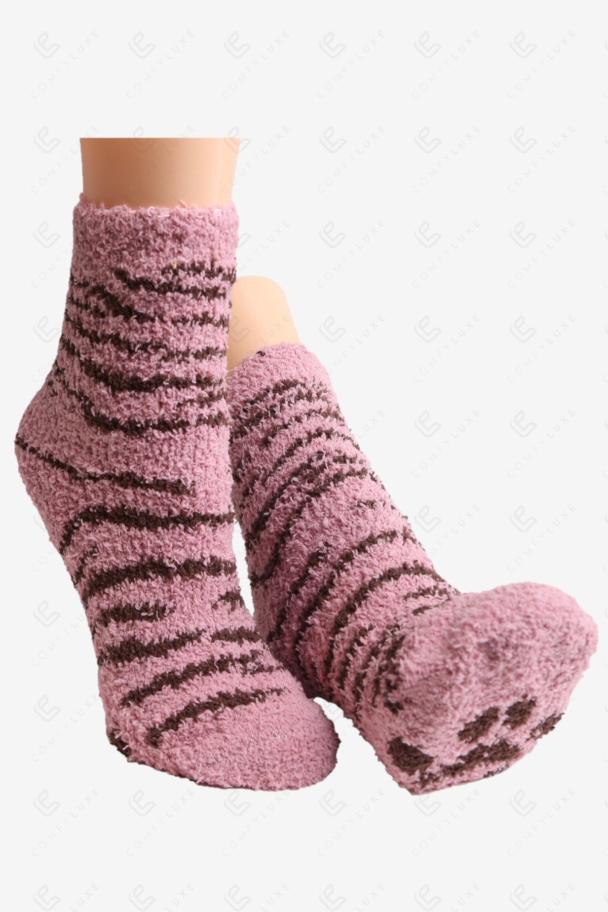 TIGER & PAW PRINT PATTERN MINI-CREW SOCK SOCKS