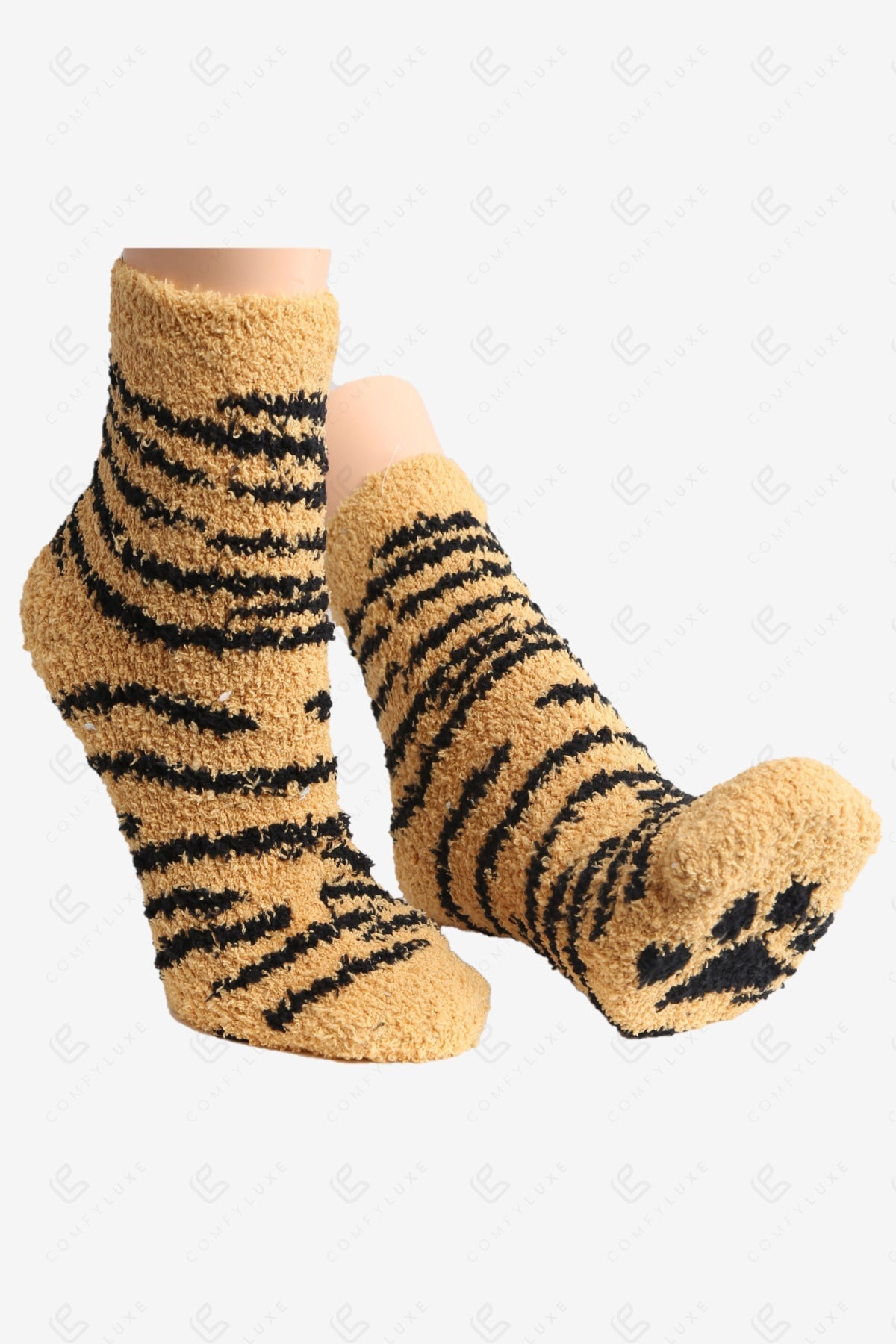 TIGER & PAW PRINT PATTERN MINI-CREW SOCK SOCKS