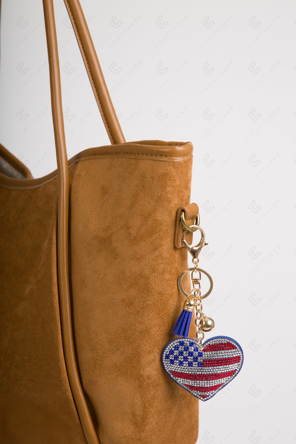 USA FLAG & HEART KEYCHAIN/BAG CHARM FLAG KEYCHAINS