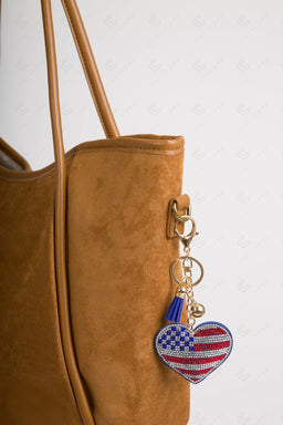 USA FLAG & HEART KEYCHAIN/BAG CHARM FLAG KEYCHAINS